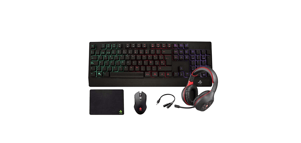 Kit Gaming Eagle Warrior Rhino 4 In 1 Teclado Rainbow Color Letter Backlight+ Mouse + Mouse Pad+ Headset + (KMB302+ MOM636+ FXX24182+ FHS3007)
