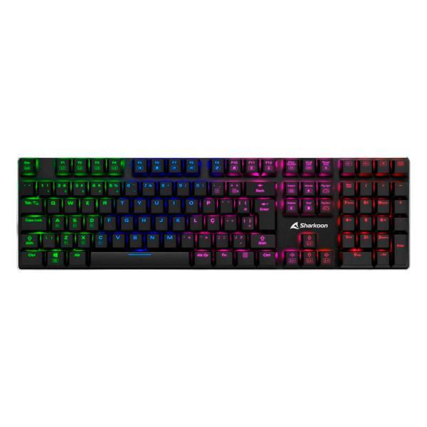 Teclado Gaming RGB Sharkoon Purewriter Mecánico Alámbrico USB Inglés Switch Azul