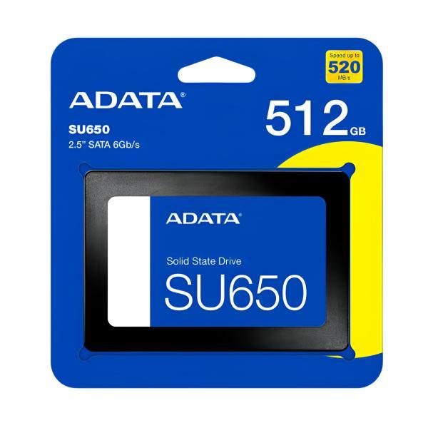 Hd Interno Solido 512GB Adata SU650 2.5 Pulg Sata Iii 520MB/S / 450MB/S