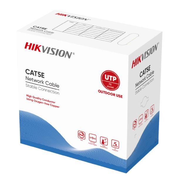 Cable De Red Exterior Utp CAT5E Hikvision DS-1LN5EO-UU/E(O-STD) 23AWG Ul 305M 100% Cobre