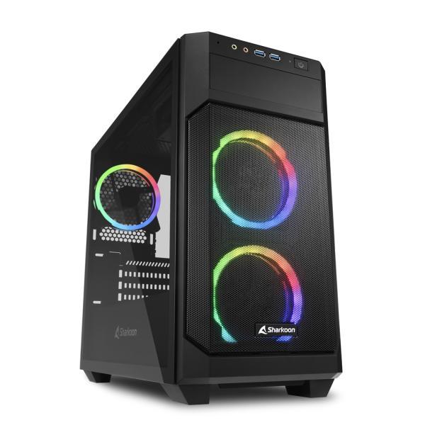 Case Gaming RGB Sharkoon V1000 Mini Tower Ventiladores 4 De 120MM Con Vidrio Lateral Y Malla Frontal