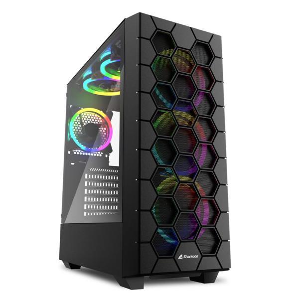 Case Gaming RGB Sharkoon Hex Mid Tower Ventiladores 6 De 120MM Con Vidrio Frontal Y Lateral Y Malla Frontal Interna