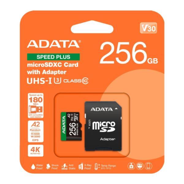 Memoria Micro Sdxc 256GB Adata Speed Plus 180/160 MB/S Compatible Con Drones Nintendo 4K