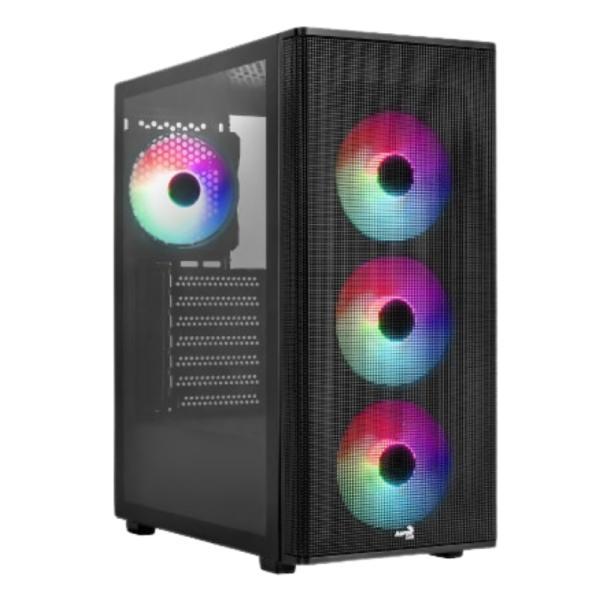 Case Gaming RGB Aerocool DESIGNER-G-BK-V2 Ventiladores 4 De 120MM Con Vidrio Lateral Y Malla Frontal