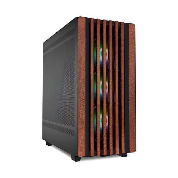 Case Gaming RGB Sharkoon Rebel C70M Mid Tower Ventiladores 4 De 120MM Con Vidrio Lateral Y Acabado En Madera Frontal