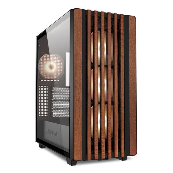 Case Gaming RGB Sharkoon Rebel C70G Mid Tower Ventiladores 4 De 120MM Con Vidrio Frontal Y Lateral Y Malla Con Acabado En Madera