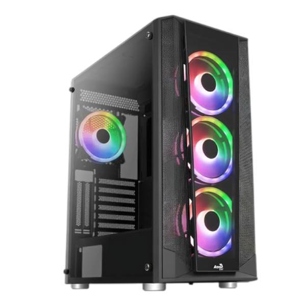 Case Frgb Aerocool PRISM-G-BK-V2 Mid Tower Ventiladores 4 De 120MM Con Vidrio Vidrio Lateral Y Frontal