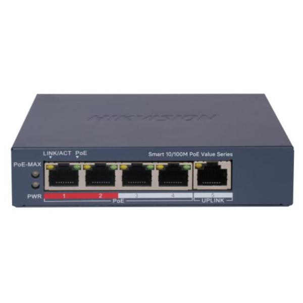 Switch Hikvision DS-3E1105P-EI/M(O-STD)V2 (e) 4 Puertos Poe Fast Ethernet 10/100 Mbps / 1 Puerto RJ45 Administrable