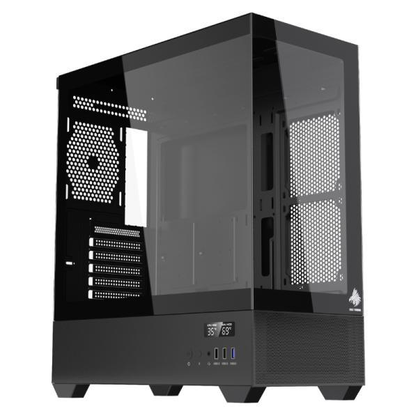 Case Eagle Warrior CG01TZRA001C Mid Tower Sin Ventilacion Incluida Con Vidrio Templado Frontal Y Lateral Sin Fuente Con Pantalla Digital