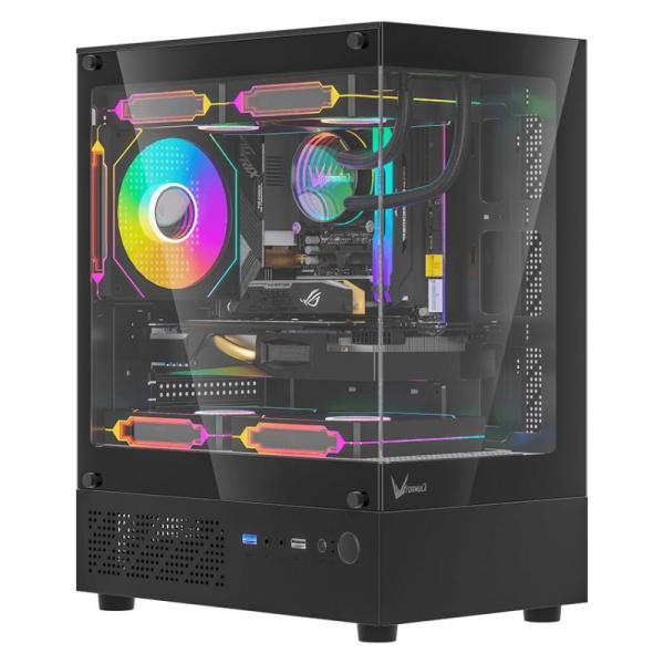 Case Argb Formula V Line Crystal Z1CM Plus Black Ar Mini Tower Ventiladores 3 De 120 Mm Con Vidrio Frontal Y Lateral