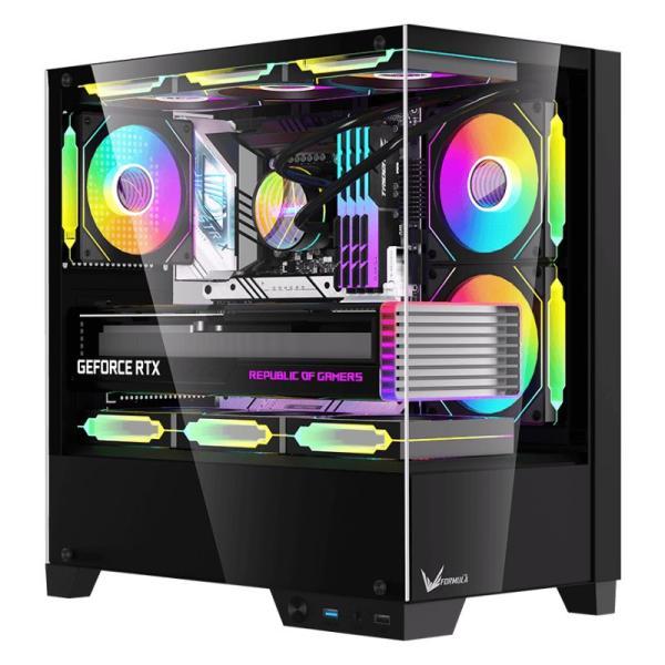 Case Argb Formula V Line Crystal Z1M Plus Black Ar Mini Tower Ventiladores 3 De 120 Mm Con Vidrio Lateral Y Frontal