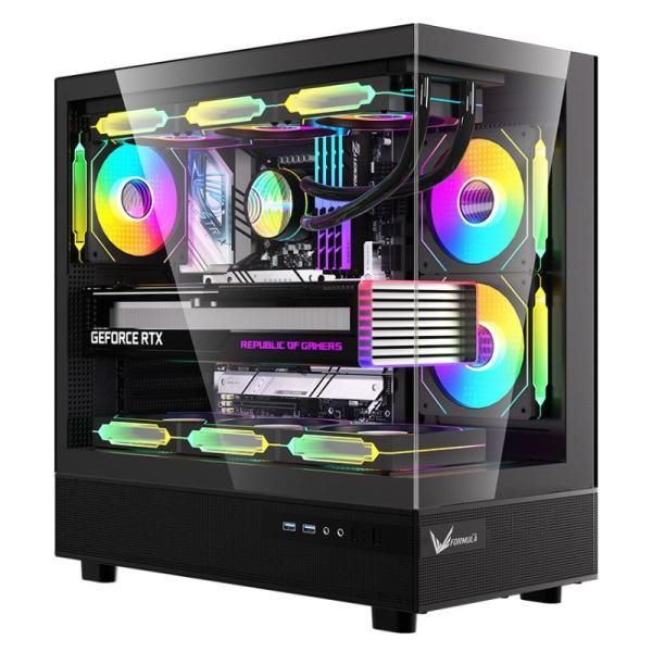 Case Argb Formula V Line Crystal Z8 Floe Black Mid Tower Ventiladores 6 De 120MM Con Vidrio Lateral Y Frontal