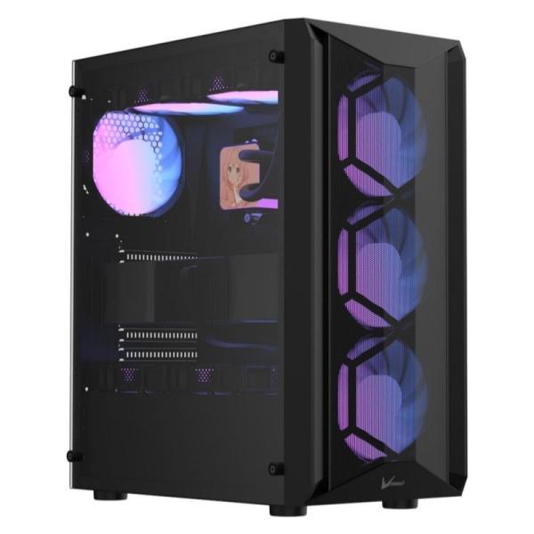 Case Argb Formula V Line Air Power G1 Plus Black Mid Tower Ventiladores 6 De 120 Mm Con Malla Frontal Y Vidrio Lateral