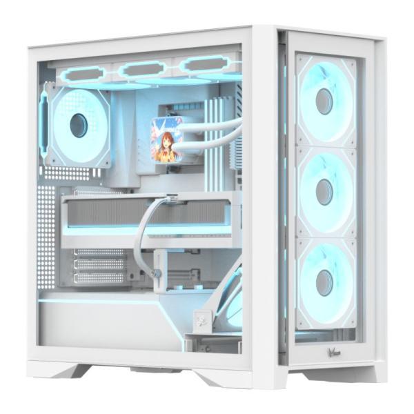 Case Argb Formula V Air Power G8 Floe White Mid Tower Ventiladores 5 De 120 Mm Con Malla Frontal Y Vidrio Lateral