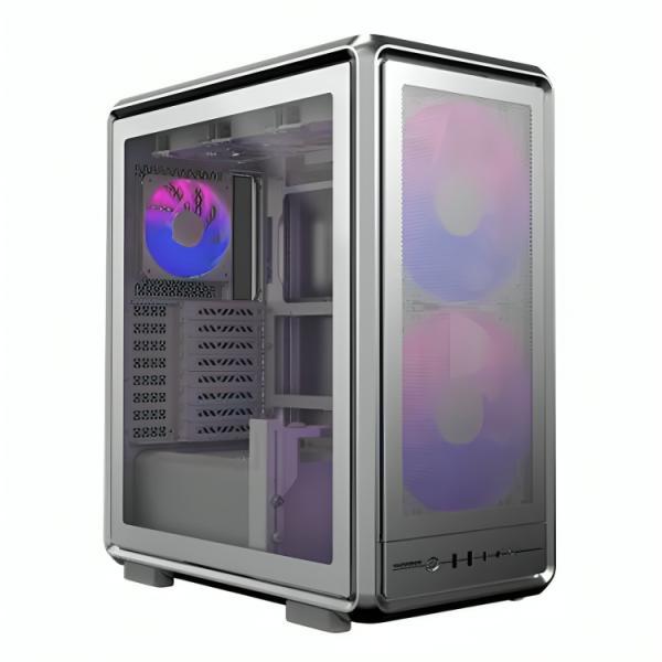 Case Cooler Master Masterframe 500 Mesh Silver Argb Mid Tower Ventiladores 3 (2X200 Mm + 1X120 Mm) Con Vidrio Templado Y Malla Frontal