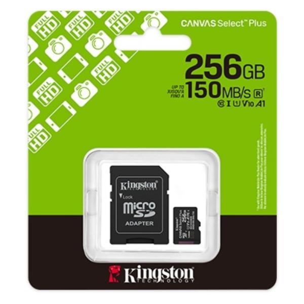 Memoria Micro Sdxc 256GB Kingston Clase 10 UHS-I U1 150 MB/S SDCS3/256GB Para Cámaras Deportivaas Y Drones