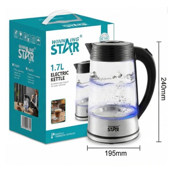 Hervidor De Vidrio Eléctrico Winning Star ST-2067 1000W 1.8L