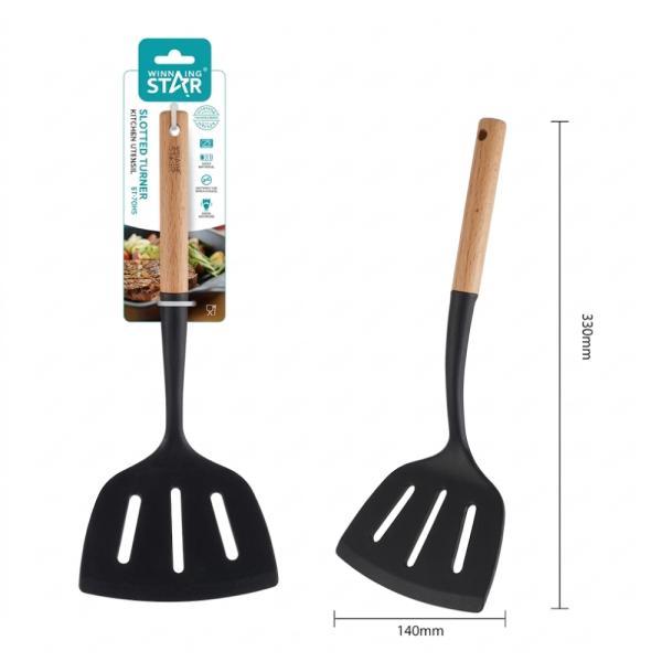 Espátula Ranurada Winning Star ST-7549 Silicona / Nylon / Madera