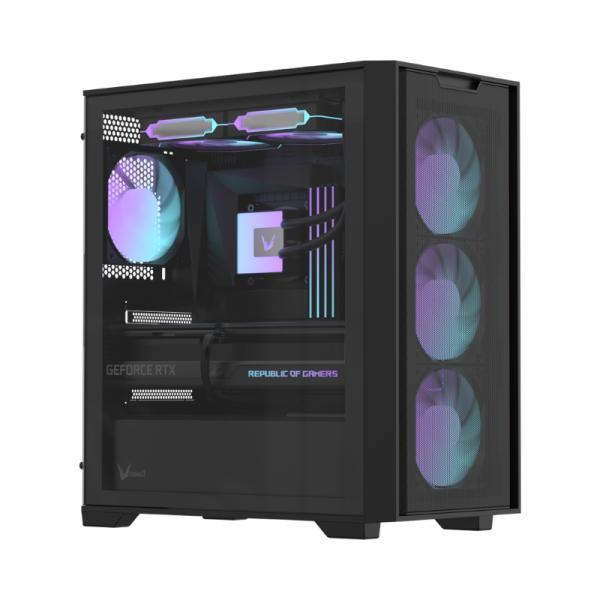Case RGB Formula V Line Air Mesh GX600 Plus Mid Tower 4X120MM Argb Vidrio Templado Y Malla Frontal Sin Fuente De Poder