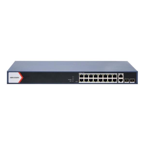 Switch Hikvision DS-3E1520P-EI/M(O-STD) 16 Puertos Gigabit POE/2 Puertos Gigabit RJ45/2 Puertos Fibra Gigabit 10/100/1000 Mbps Administrable