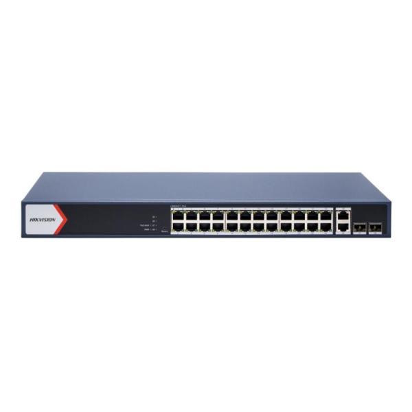 Switch Hikvision DS-3E1528P-EI/M(O-STD) 24 Puertos Gigabit POE/2 Puertos Gigabit RJ45/2 Puertos Fibra Gigabit 10/100/1000 Mbps Administrable