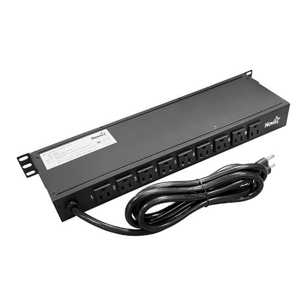 Regleta Para Rack Nova 9 Tomas 1U 120V 15A 1800W Proteccion Contra Sobretension 2000 Joules